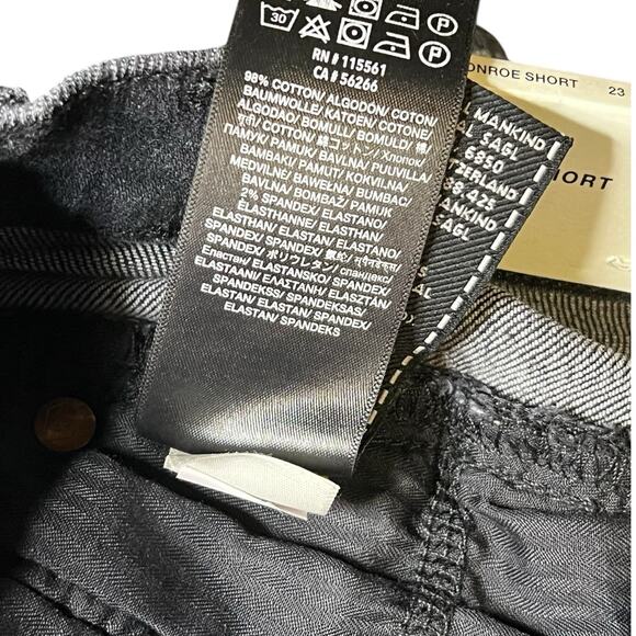 NWT 7‎ For All Mankind Black Distressed Denim Monroe Raw Cut Off Shorts Size 23 - Picture 8 of 8